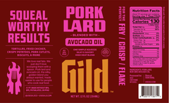 GILD Pork Lard label, front of the 12 fl oz squeeze bottle