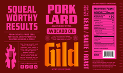 GILD Pork Lard label — front of the 12 fl oz squeeze bottle