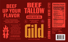 GILD Beef Tallow label, front of the 12 fl oz squeeze bottle