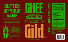 GILD Ghee label, front of the 12 fl oz squeeze bottle