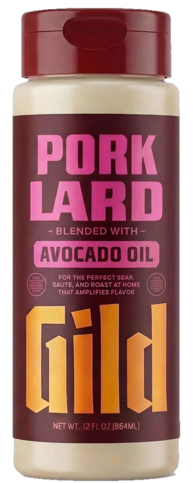 Cutout shot of the GILD Pork Lard squeeze bottle