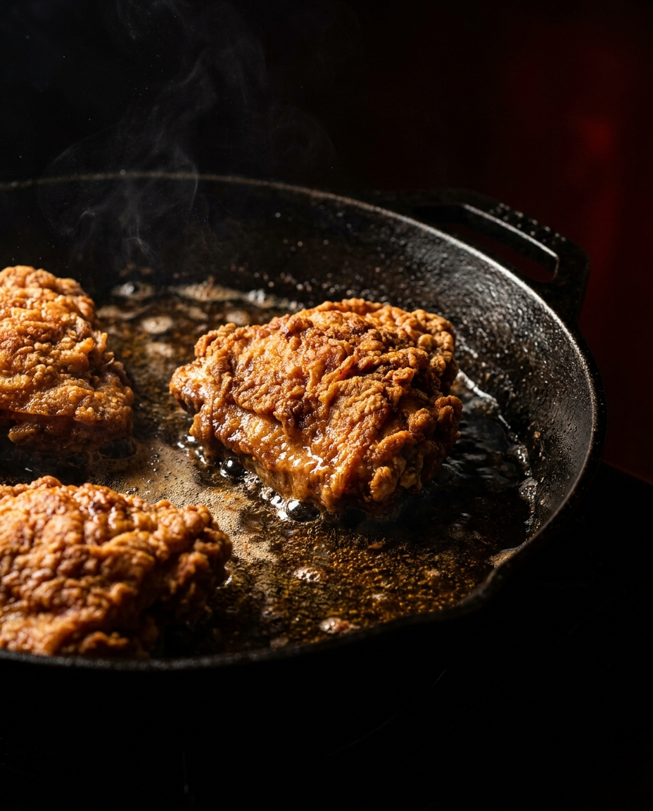 Crispy fried chicken in GILD Pork Lard