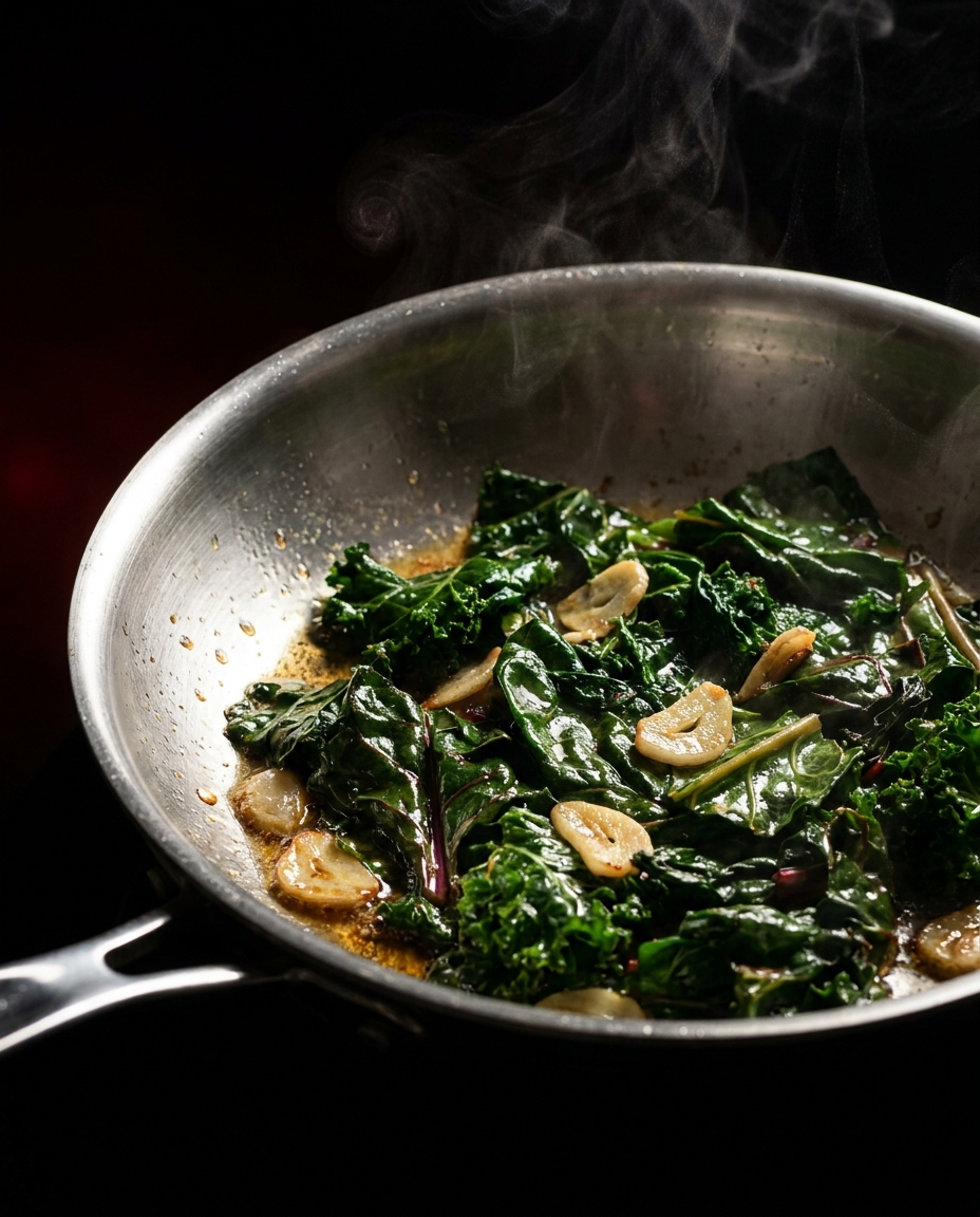 Garlicky sautéed greens in GILD Ghee
