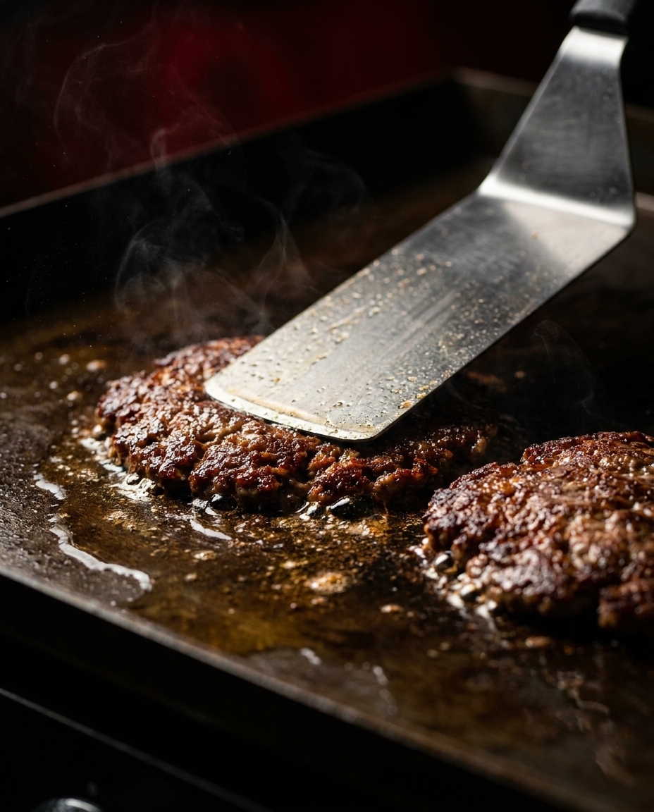 Flat-top smashburgers in GILD Beef Tallow